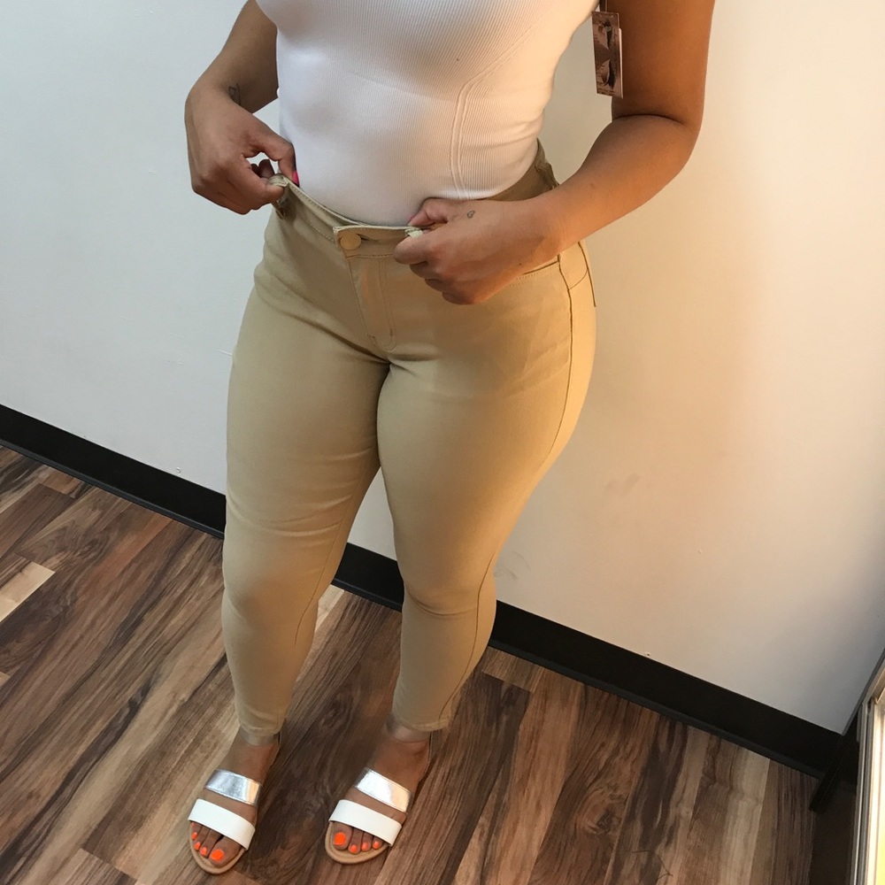 ‼️ Khaki Nude Hyper Stretch Skinny Leg Jeggings - Picture 6 of 8